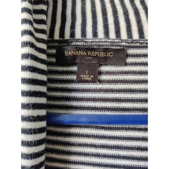 Banana Republic‎ Women's Open Cardigan Fitted Sleeves Navy/White Stripe Size L - Picture 3 of 5